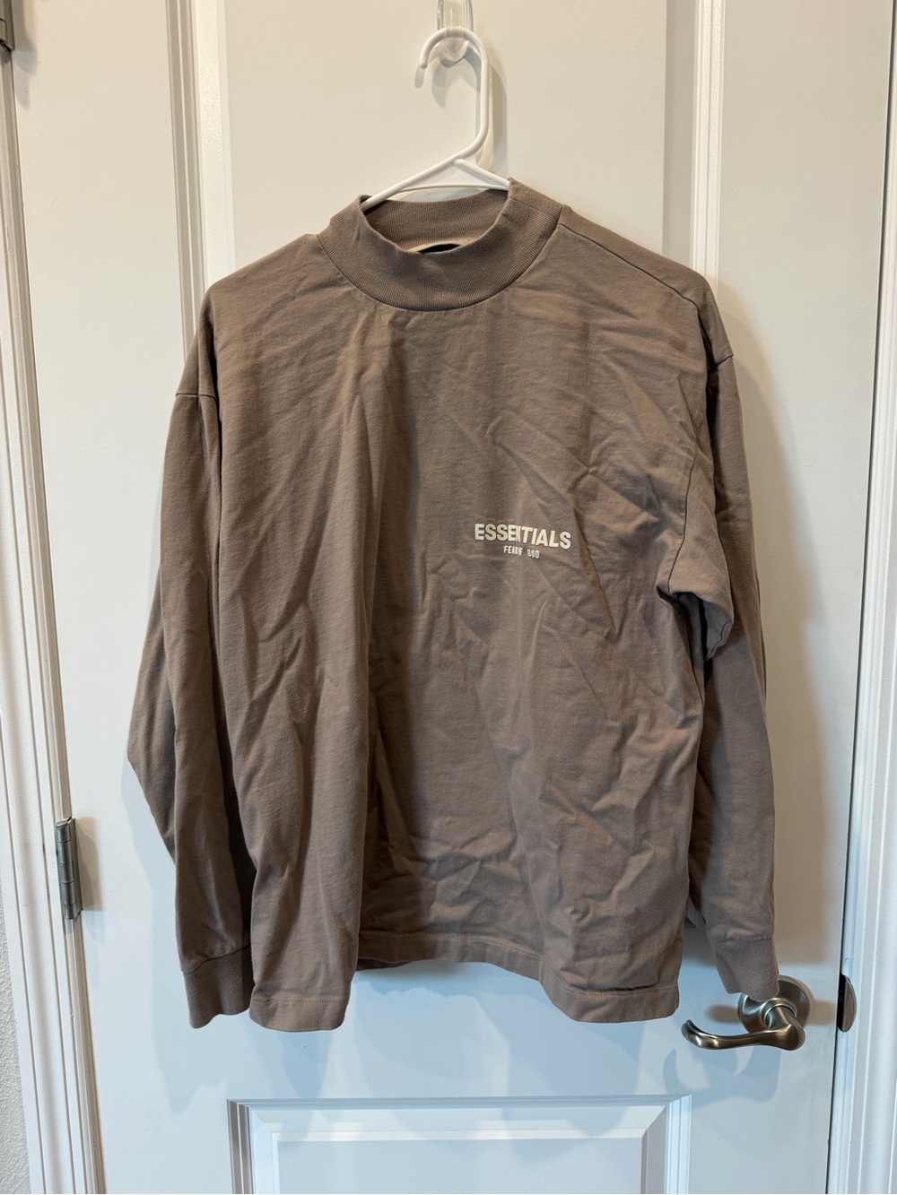ESSENTIALS Men's XXS Long Sleeve Mock Neck Shirt - Taupe